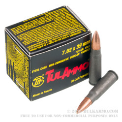 1000 Rounds of 7.62x39mm Ammo by Tula - 122gr FMJ