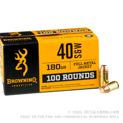 100 Rounds of .40 S&W Ammo by Browning - 180gr FMJ