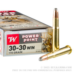 20 Rounds of 30-30 Win Ammo by Winchester - 170gr PP