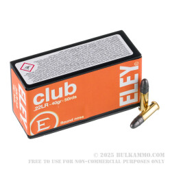 50 Rounds of .22 LR Ammo by Eley Club - 40gr LRN