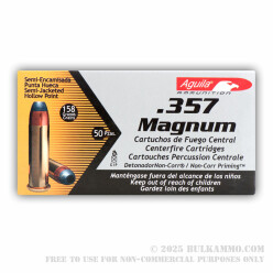 50 Rounds of .357 Mag Ammo by Aguila - 158gr SJHP