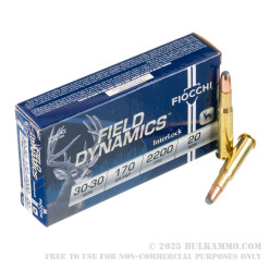 200 Rounds of 30-30 Win Ammo by Fiocchi - 170gr FSP