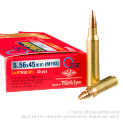 30 Rounds of 5.56x45 Ammo by ZSR - 55gr FMJ M193