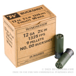 250 Rounds of 12ga Ammo by Winchester Military Grade - 00 Buck