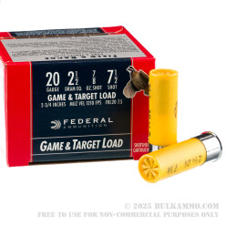 250 Rounds of 20ga Ammo by Federal Field & Range - 7/8 ounce #7.5 shot