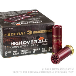 25 Rounds of 12ga Ammo by Federal High Over All - 1 1/8 ounce #8 shot