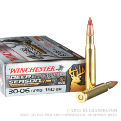 20 Rounds of 30-06 Springfield Ammo by Winchester Deer Season XP Copper Impact - 150gr Copper Extreme Point