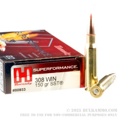 200 Rounds of .308 Win Ammo by Hornady Superformance - 150gr SST