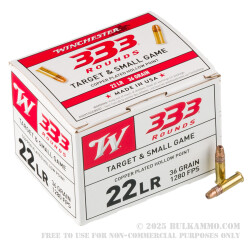 333 Rounds of .22 LR Ammo by Winchester - 36gr CPHP