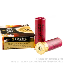 5 Rounds of 12ga Ammo by Federal LE with FliteControl Wad-  00 Buck