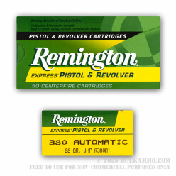 50 Rounds of .380 ACP Ammo by Remington - 88gr JHP