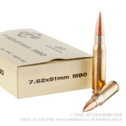 500 Rounds of 7.62x51mm M80 Ammo by Prvi Partizan - 145gr FMJBT