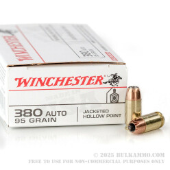 500 Rounds of .380 ACP Ammo by Winchester USA - 95gr JHP