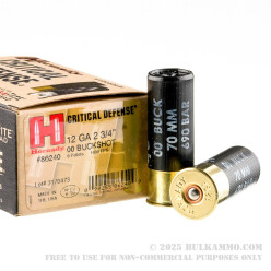 10 Rounds of 12ga Ammo by Hornady Critical Defense - 2-3/4" 00 Buck