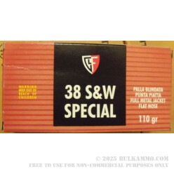 38 Special 110 gr +P FMJFN Fiocchi Ammo For Sale!