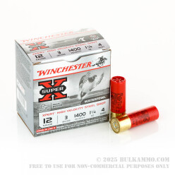 25 Rounds of 12ga Ammo by Winchester Super-X - 1-1/4 ounce #4 steel shot