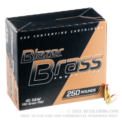 250 Rounds of .40 S&W Ammo by Blazer Brass - 180gr FMJ