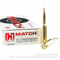 200 Rounds of 6.5 Creedmoor Ammo by Hornady - 140gr ELD Match