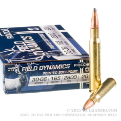 20 Rounds of 30-06 Springfield Ammo by Fiocchi - 165gr PSP