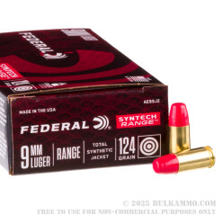 500 Rounds of 9mm Ammo by Federal Syntech Range - 124gr Total Synthetic Jacket