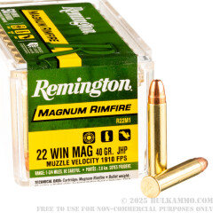 50 Rounds of .22 WMR Ammo by Remington - 40gr JHP