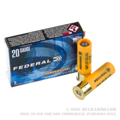 5 Rounds of 20ga Ammo by Federal - 3/4 ounce Rifled Slug