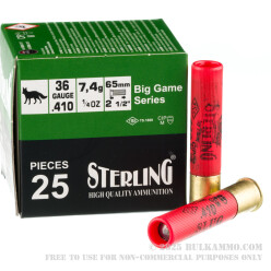 25 Rounds of .410 Ammo by Sterling - 1/4 ounce Rifled Slug