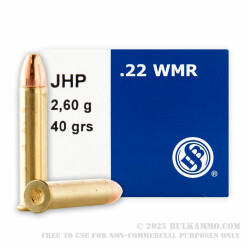 50 Rounds of .22 WMR Ammo by Sellier & Bellot - 40gr JHP