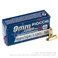 Fiocchi 124gr FMJ 9mm Ammo