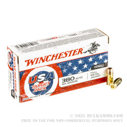 500 Rounds of .380 ACP Ammo by Winchester USA Target Pack - 95gr FMJ