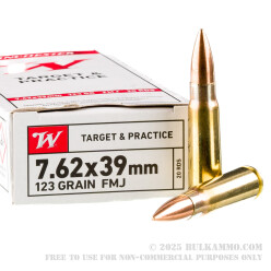 200 Rounds of 7.62x39 Ammo by Winchester - 123gr FMJ