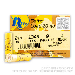 25 Rounds of 20ga Ammo by Rio Ammunition -  #1 Buck