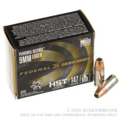 20 Rounds of 9mm Ammo by Federal Personal Defense - 147gr HST JHP