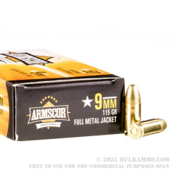 50 Rounds of 9mm Ammo by Armscor Precision- 115gr FMJ