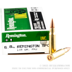 200 Rounds of 6.8 SPC Ammo by Remington - 115gr MC