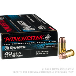 500 Rounds of .40 S&W Ammo by Winchester Ranger - 135gr Frangible