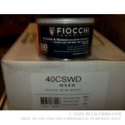 1000 Rounds of .40 S&W Canned Heat Ammo by Fiocchi - 180gr FMJ