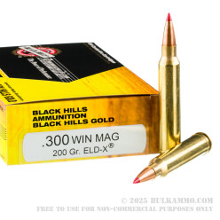 20 Rounds of .300 Win Mag Ammo by Black Hills Gold - 200gr ELD-X