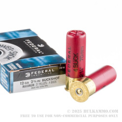 5 Rounds of 12ga Ammo by Federal -  #4 Buck