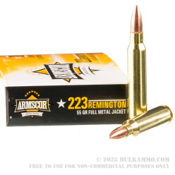 1000 Rounds of .223 Ammo by Armscor - 55gr FMJ