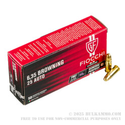 1000 Rounds of .25 ACP Ammo by Fiocchi - 50gr FMJ