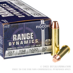 50 Rounds of .357 Mag Ammo by Fiocchi - 158gr CMJ