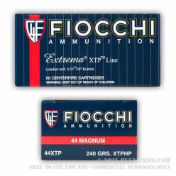 50 Rounds of .44 Mag Ammo by Fiocchi - 240gr XTP JHP
