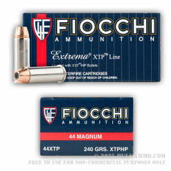 50 Rounds of .44 Mag Ammo by Fiocchi - 240gr XTP JHP
