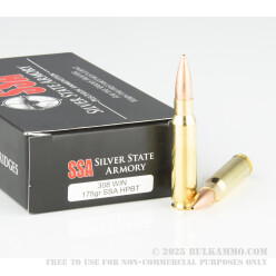 20 Rounds of .308 Win Ammo by Silver State Armory - 175gr Hollow Point Boat Tail