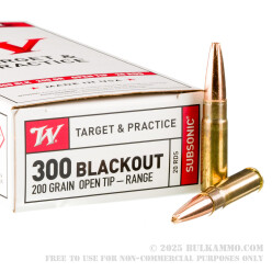 200 Rounds of .300 AAC Blackout Ammo by Winchester Subsonic - 200gr Open Tip