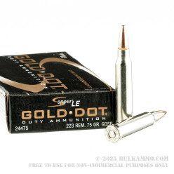 500 Rounds of .223 Rem Ammo by Speer Gold Dot - 75gr SP