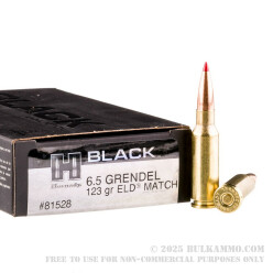 200 Rounds of 6.5mm Grendel  Ammo by Hornady Black - 123gr ELD