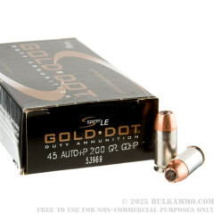 50 Rounds of .45 ACP Ammo by Speer Gold Dot - +P 200gr JHP