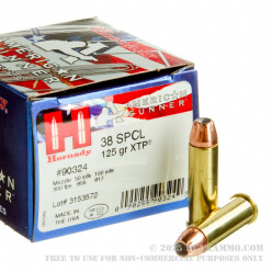 250 Rounds of .38 Spl Ammo by Hornady American Gunner - 125gr JHP